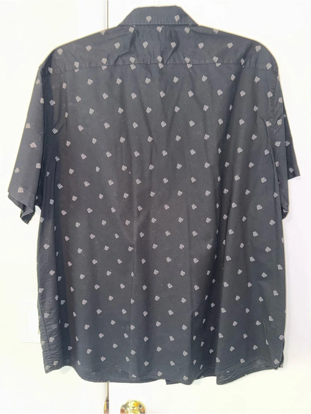 Banana Republic Black Short-Sleeve Button-Down Shirt with Micro Print